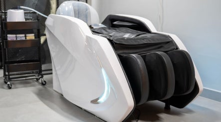 Modern massage chair at Ace Lebanese Barber Shop, Al Khobar, Eastern Province, SA.