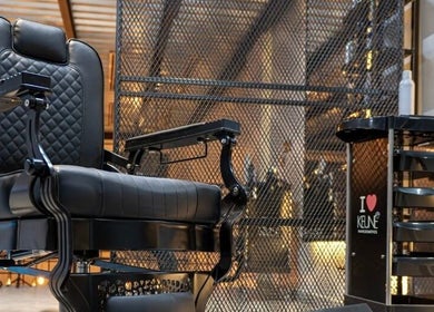 Luxurious barber chair at Ace Lebanese Barber Shop, Al Khobar, Eastern Province, SA.