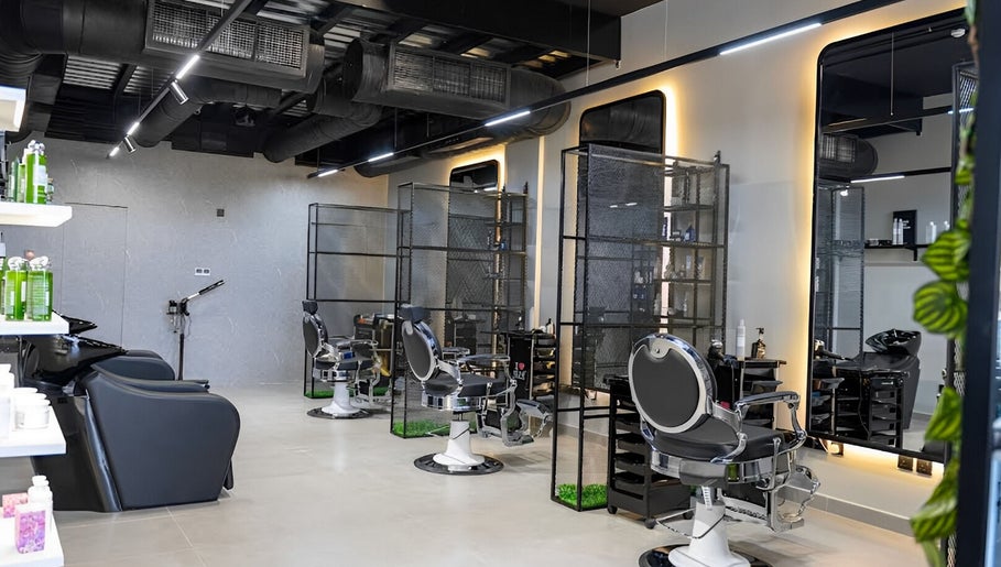 Modern barber chairs and sleek interior at Ace Lebanese Barber Shop, Al Khobar, Eastern Province, SA.