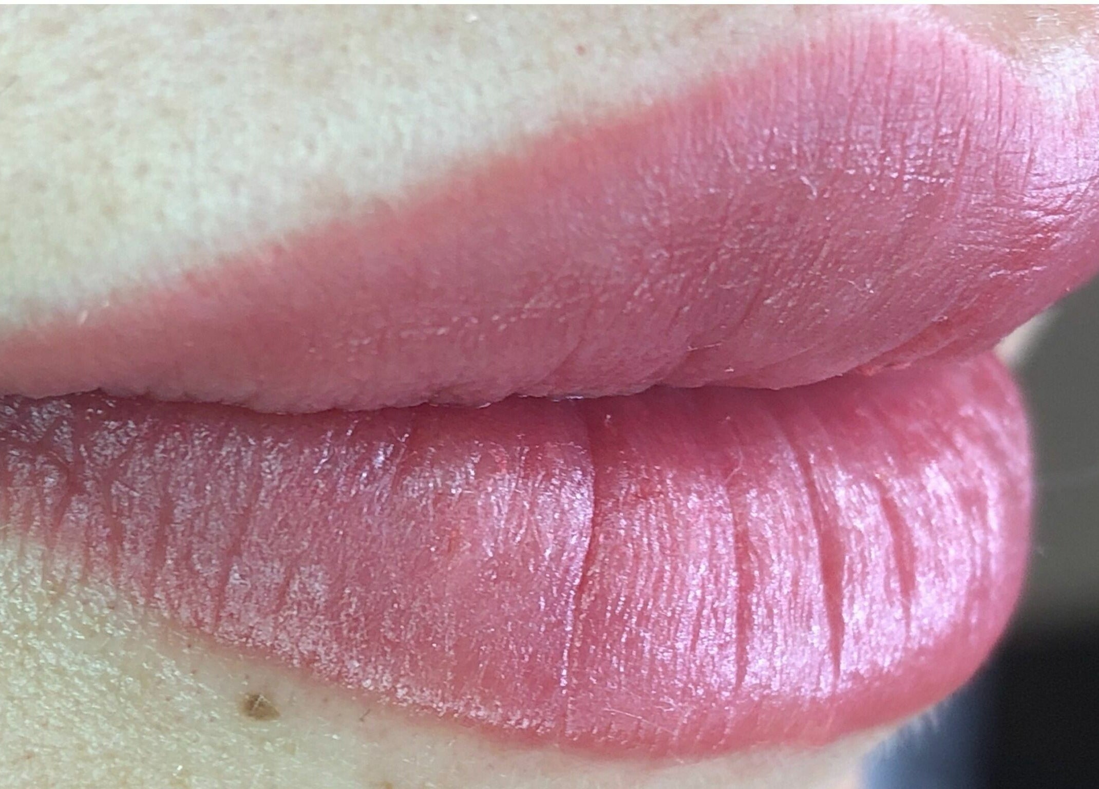 Close-up of expertly applied lip tint at Flutter Beauty Studio, Melbourne, Victoria, AU.