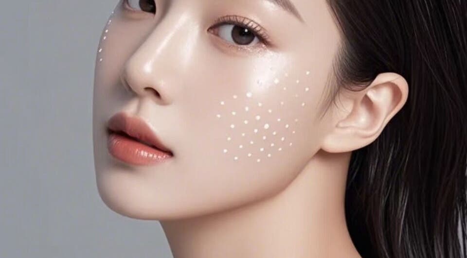 Close-up of a woman's luminous skin at S2 Med Spa, Montréal, Québec, CA.