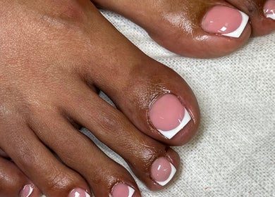 French pedicure at PRESH’S NAIL BAR in Pretoria, Gauteng, ZA showcasing polished elegance.