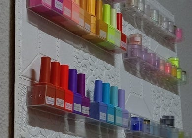Vibrant nail polish collection at The Fern Beauty Salon, Kempton Park, Gauteng, ZA.