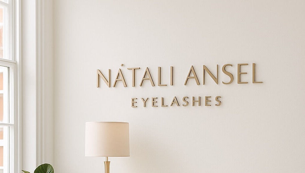 Interior of Lash Extensions London with elegant signage in London, England, GB.