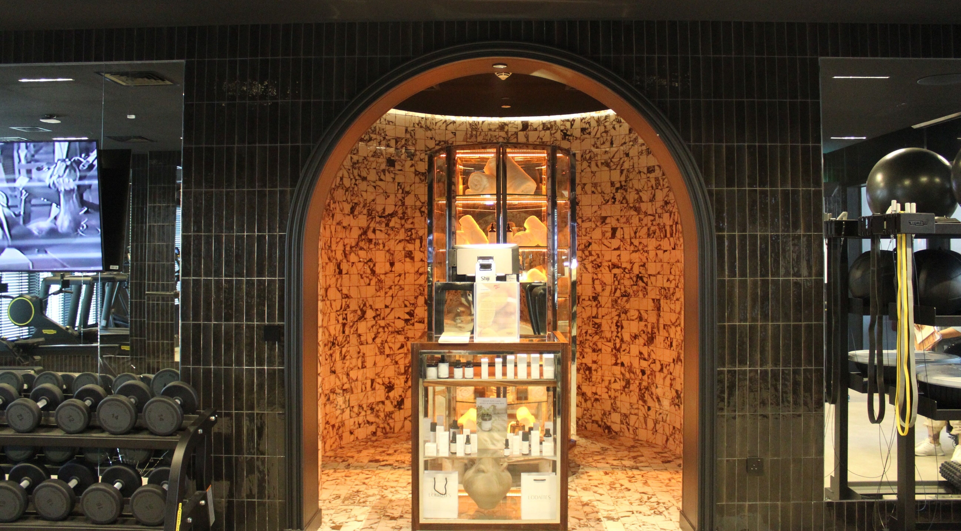 Elegant spa entrance at Mama Skin Spa, Dubai, Dubai, AE featuring luxurious decor and wellness products.