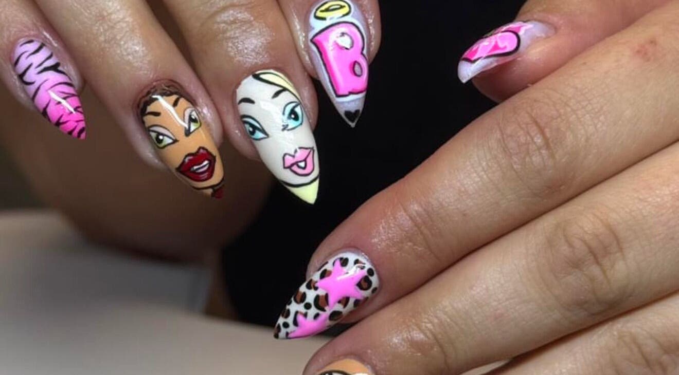Vibrant pop art nail design by By Bethany in Newport, Wales, GB showcasing unique styles.