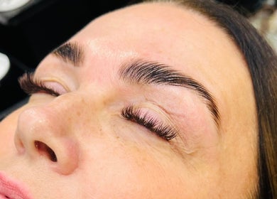 Close-up of lash lift at Brows and Lashlifts By Emma, Birmingham, England, GB showcasing defined lashes and brows.