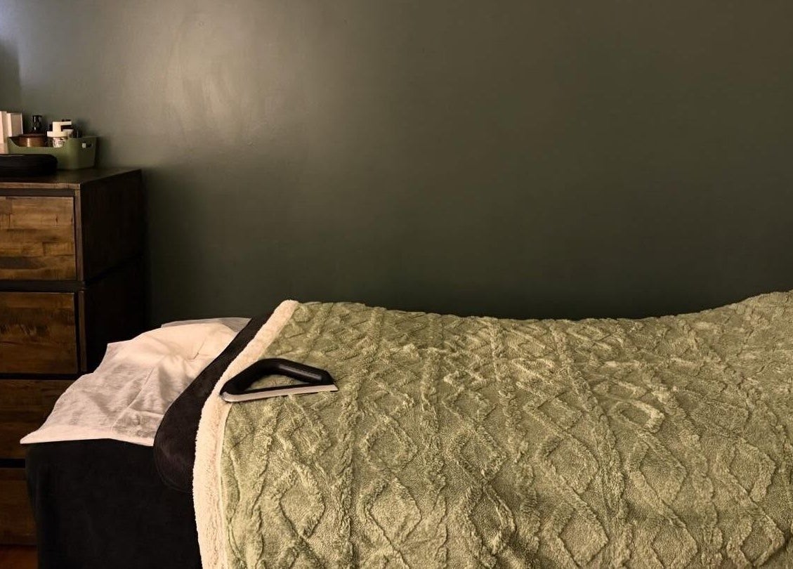 Tranquil massage room at Remedy Massage Studio by June, Bentleigh East, Victoria, AU.