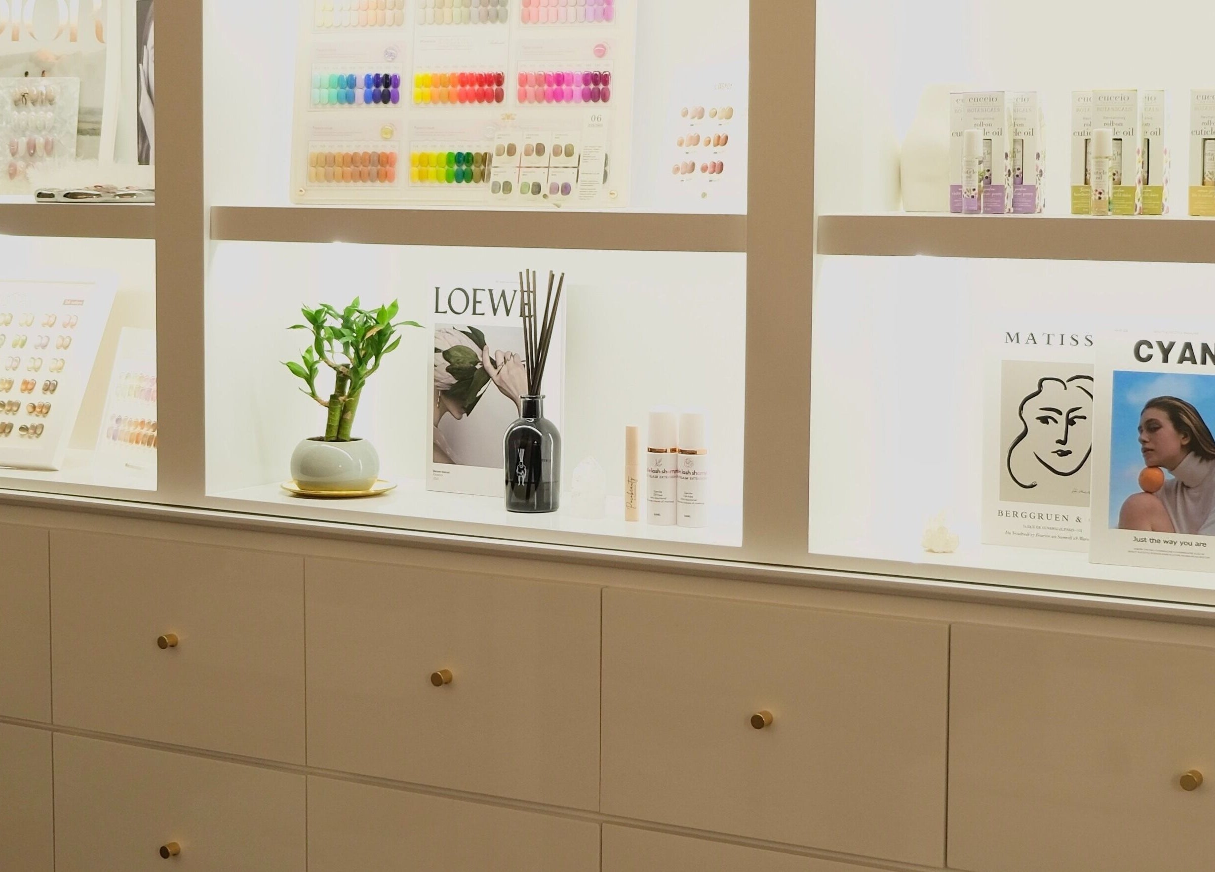 Elegant nail polish and product display at Pocobeauty, Singapore, Singapore, SG, enhancing customer experience.