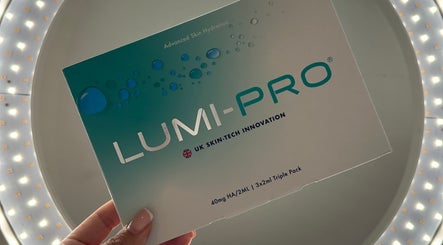 Lumi-Pro skin hydration product at GLAM AESTHETICS- HALLE, Sidcup, England, GB under soft lighting.