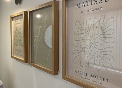 Elegant framed Matisse artwork displayed at Kelly at No92 Hair and Beauty, Bridlington, England, GB.