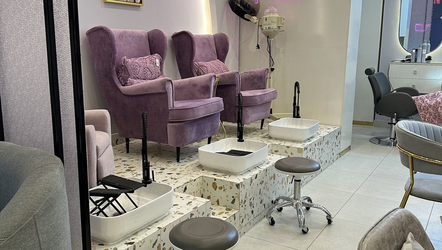 Luxurious pedicure chairs at Purple Nail Spa in Riyadh, Riyadh Province, SA.