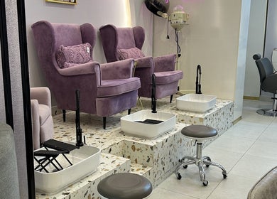 Luxurious pedicure chairs at Purple Nail Spa in Riyadh, Riyadh Province, SA.