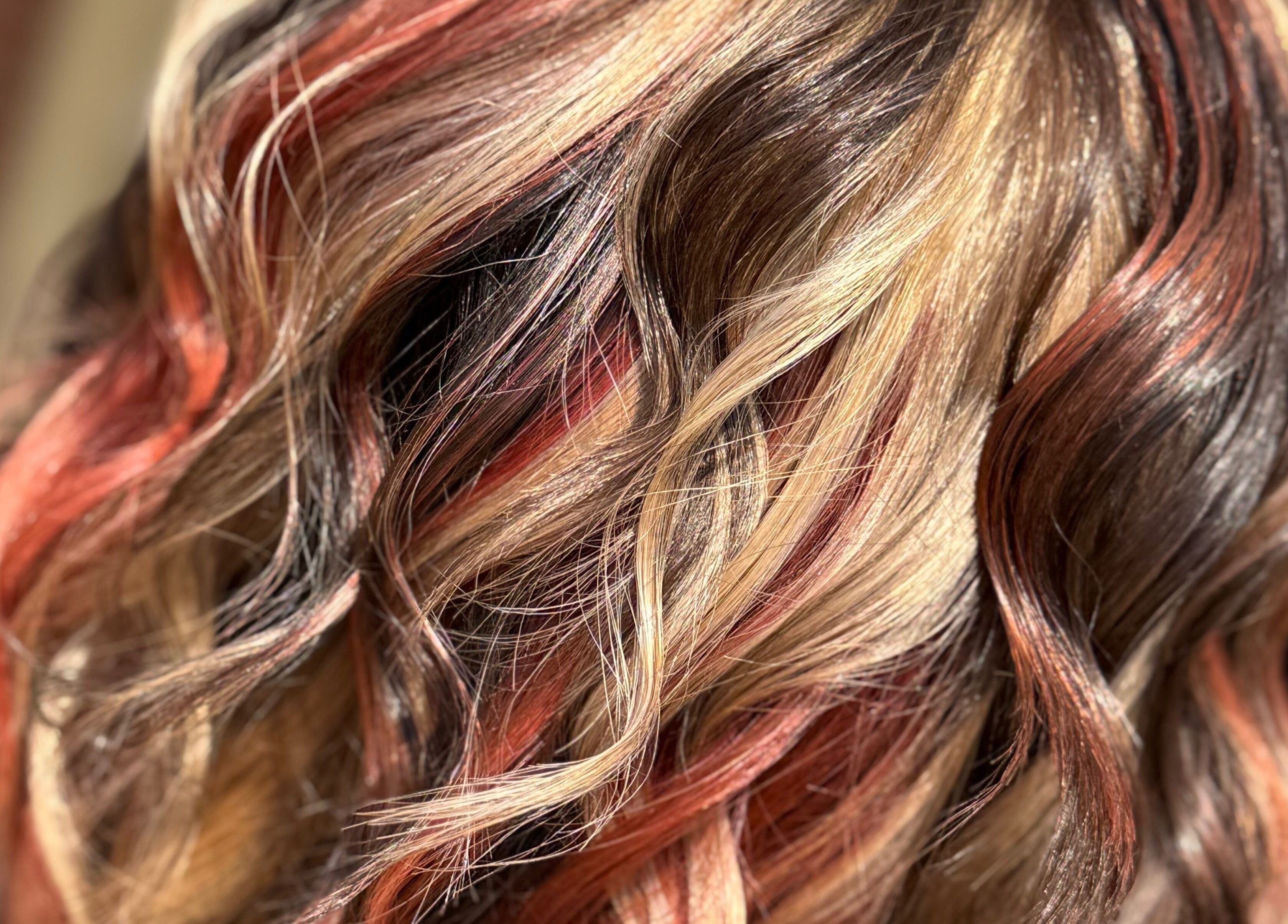 Colorful hair highlights at Tasha Foster - Silver Arrow Studio, Dixon, Illinois, US.