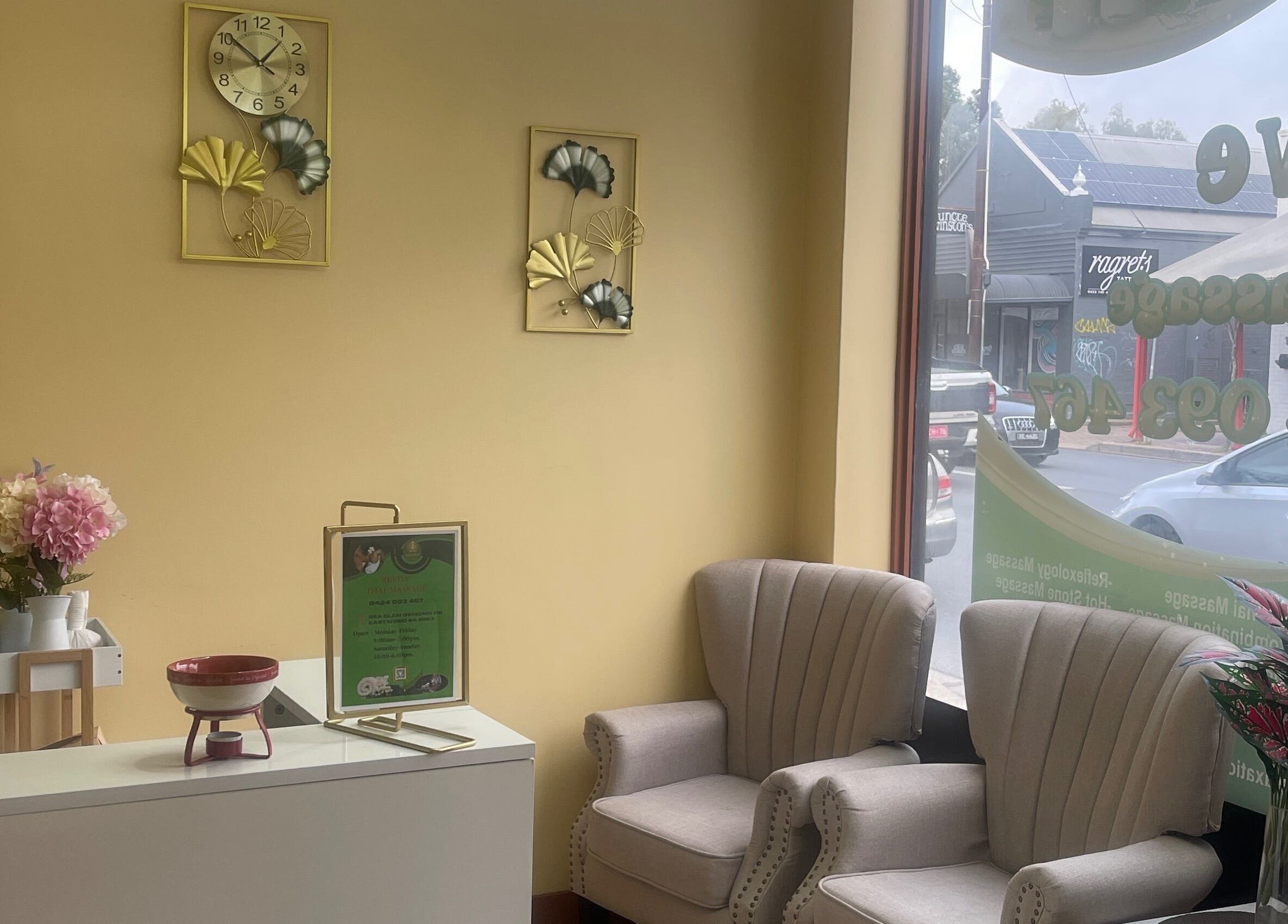 Inviting reception with elegant decor at Revive Thai Massage, Eastwood, South Australia, AU.