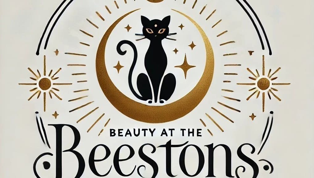 Artistic black cat logo for Beauty at the Beestons, Newcastle-under-lyme, England, GB.