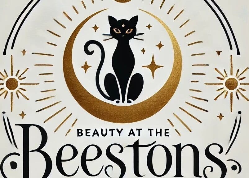 Artistic black cat logo for Beauty at the Beestons, Newcastle-under-lyme, England, GB.