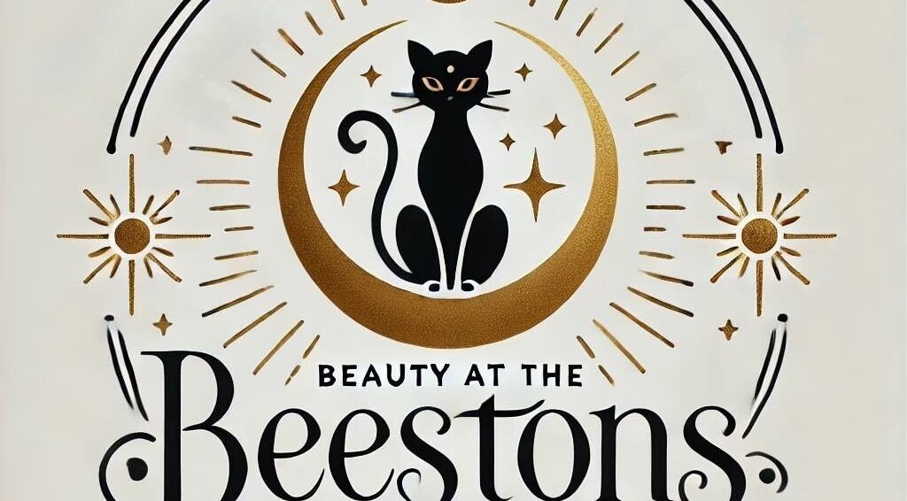 Artistic black cat logo for Beauty at the Beestons, Newcastle-under-lyme, England, GB.