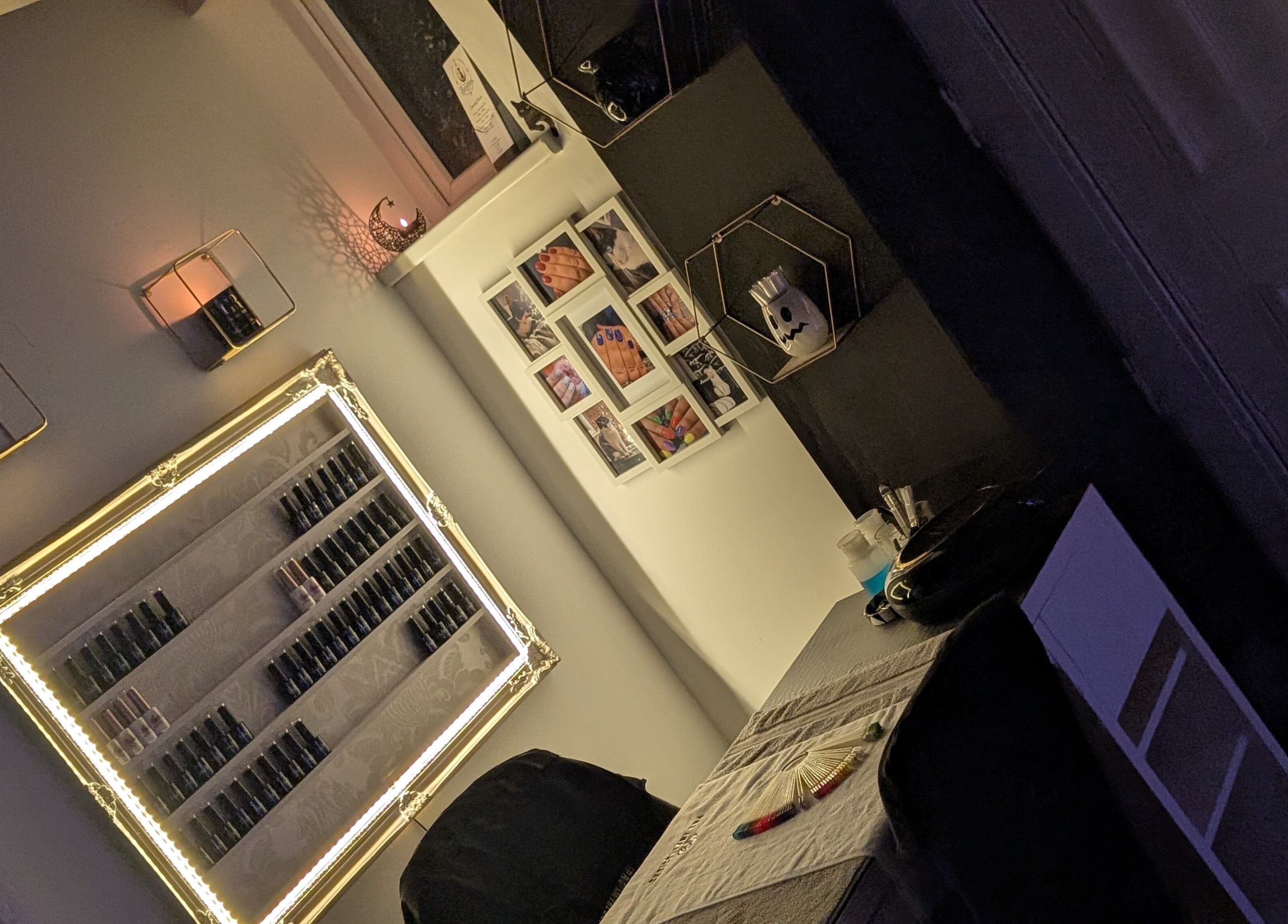 Nail polish display at Beauty at the Beestons in Newcastle-under-lyme, England, GB showcasing vibrant colors.