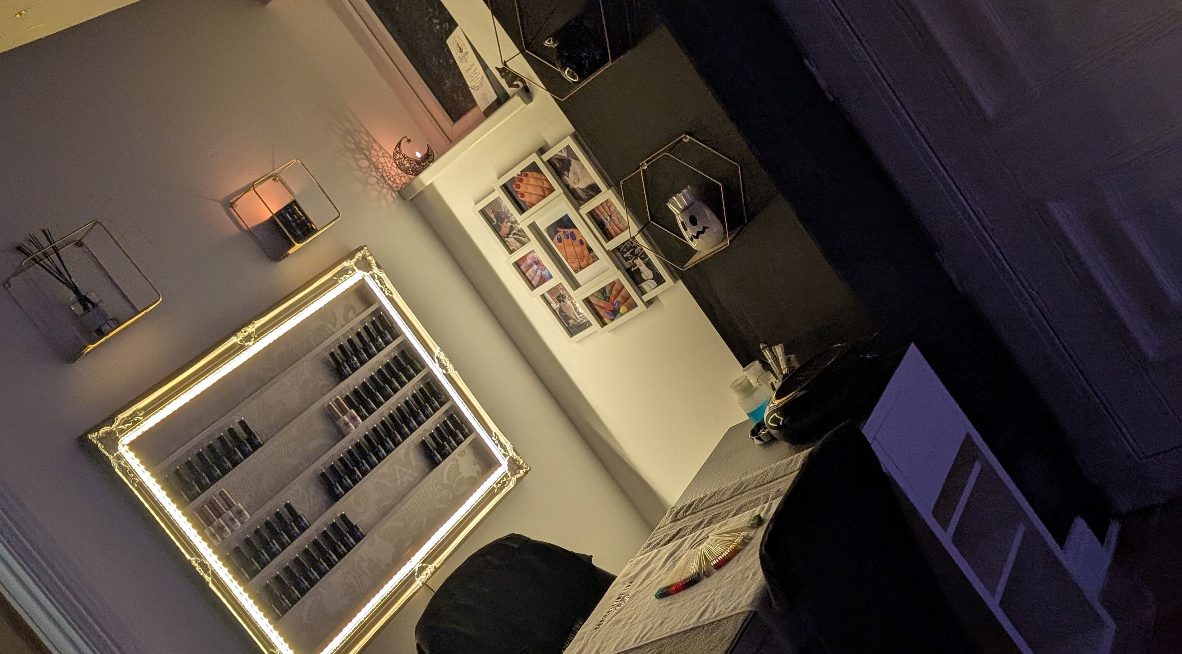 Nail polish display at Beauty at the Beestons in Newcastle-under-lyme, England, GB showcasing vibrant colors.