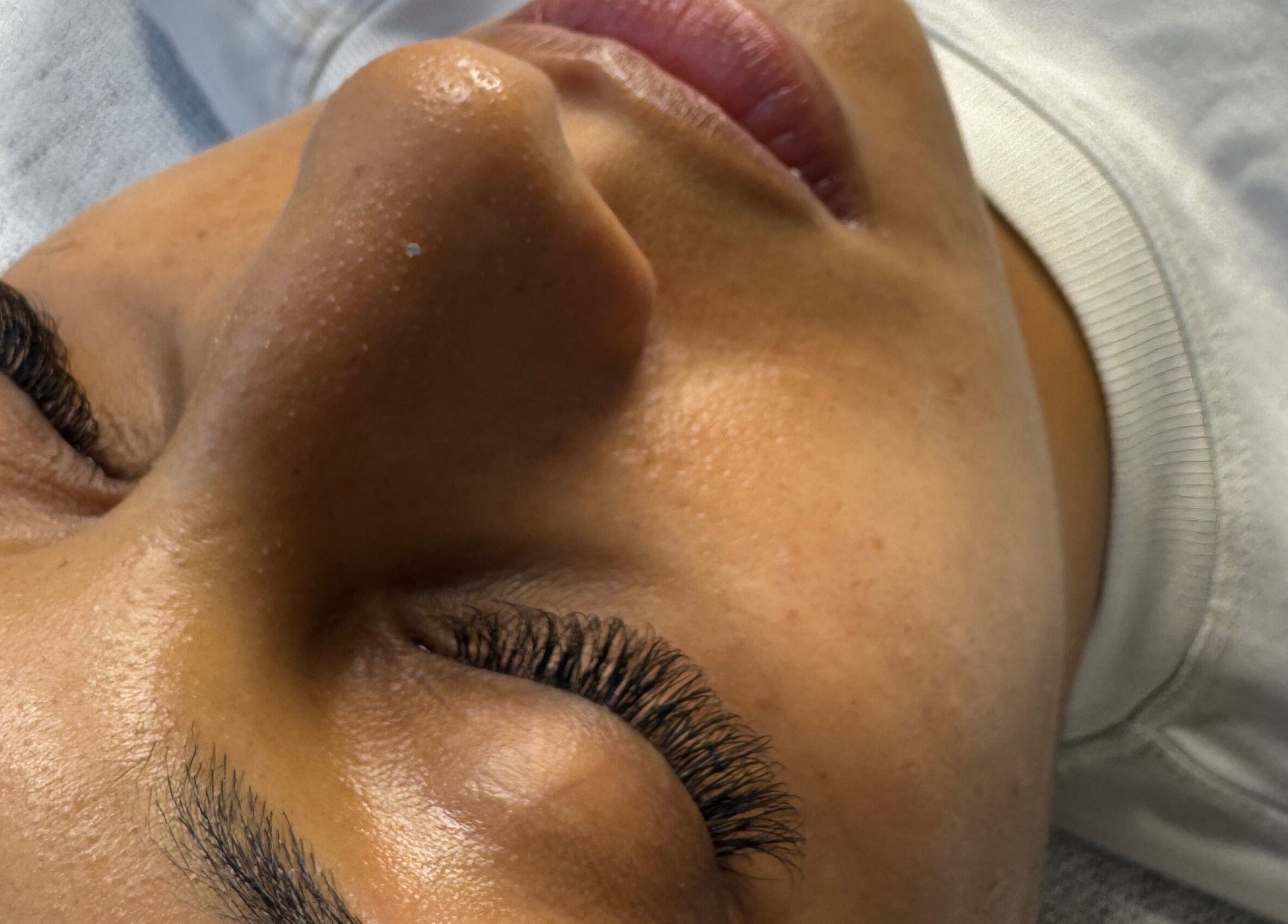 Close-up of eyelash extensions at The Lash Box, Bristol, England, GB.