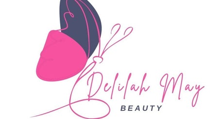 Delilah May Beauty logo with a pink butterfly design, England, GB.