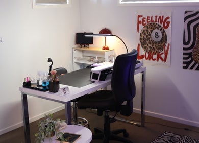 Chic nail station at Crafted By El, North Toowoomba, Queensland, AU featuring decor and manicure tools.
