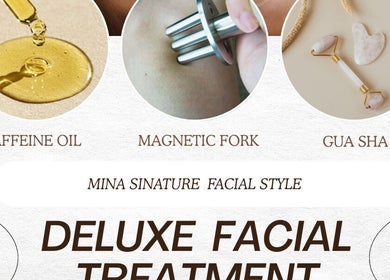 Deluxe facial treatment with caffeine oil, magnetic fork, and gua sha at Mina Beauty & Massage, Mermaid Beach, Queensland, AU.