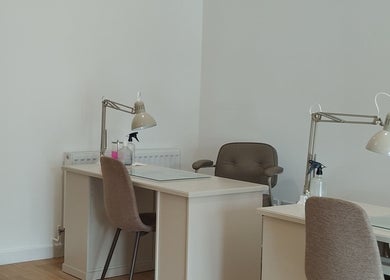 Nail therapy station at Serenity & Wellness Therapies, Par, England, GB, fostering a serene client experience.