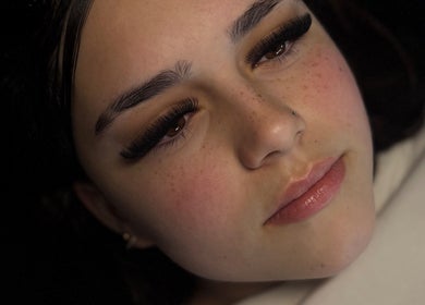 Close-up of lashes applied at Ar Lash Artistry, Yarrabilba, Queensland, AU, showcasing fine detail and artistry.