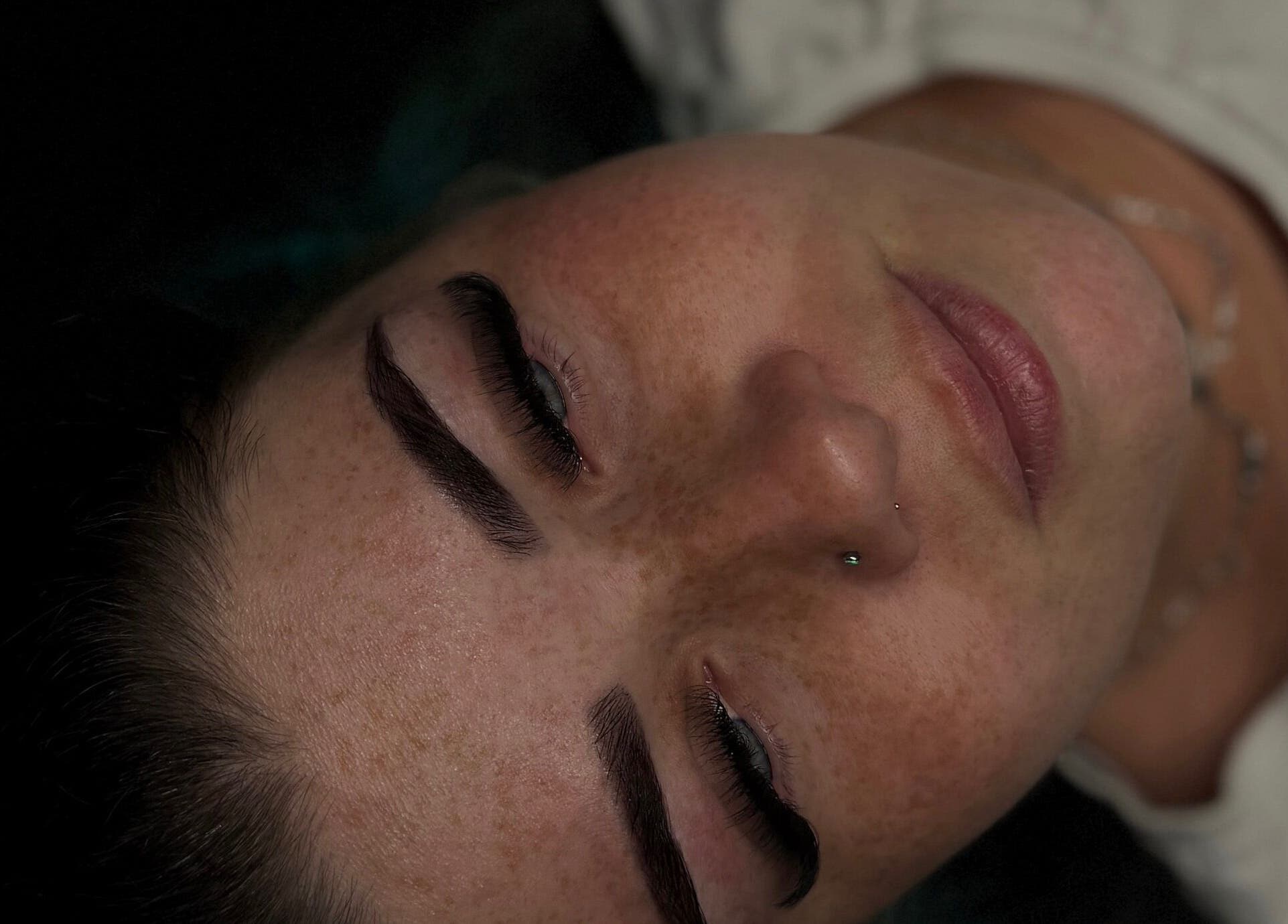 Close-up of eyelash extensions at Ar Lash Artistry, Yarrabilba, Queensland, AU. Relaxing beauty treatment.