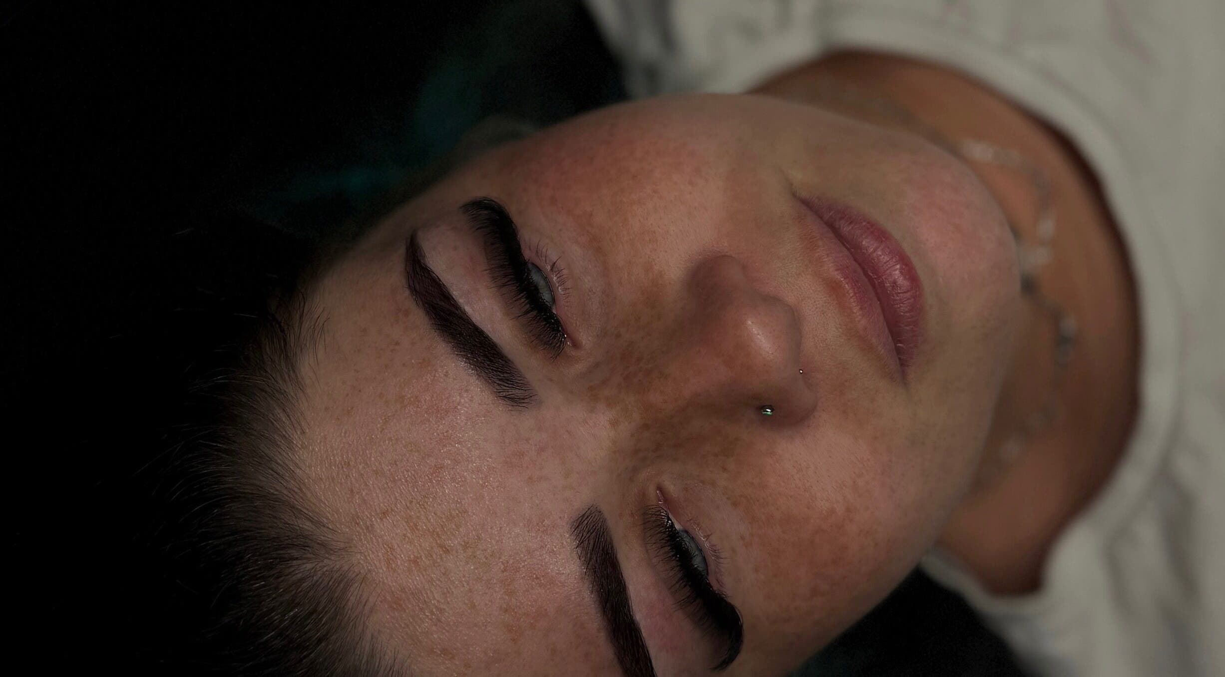 Close-up of eyelash extensions at Ar Lash Artistry, Yarrabilba, Queensland, AU. Relaxing beauty treatment.