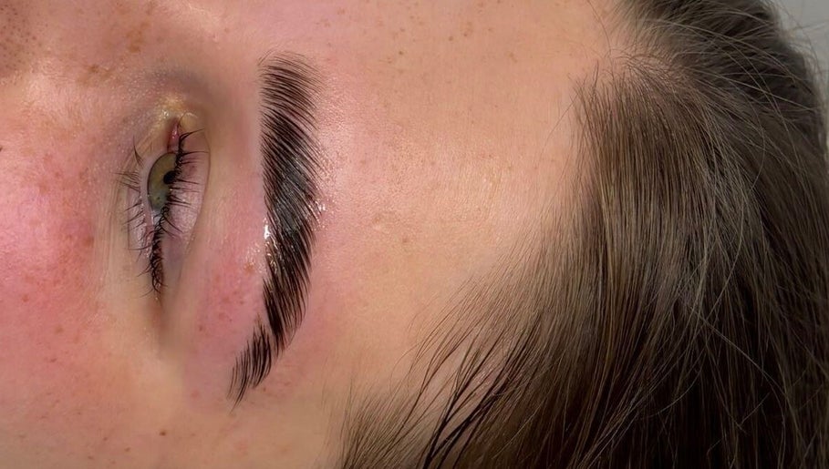 Close-up of perfectly groomed eyebrows at Beauty & Aesthetics By Lil, Bradford, England, GB.