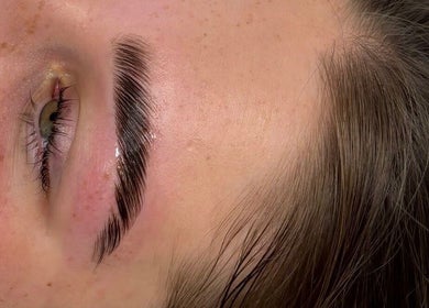 Close-up of perfectly groomed eyebrows at Beauty & Aesthetics By Lil, Bradford, England, GB.