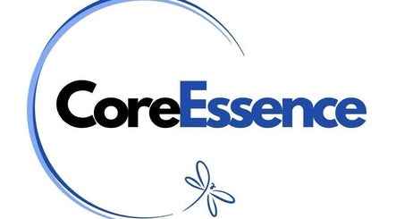 Logo of Core Essence, a wellness venue in Sebastopol, California, US, with a blue circle and dragonfly design.