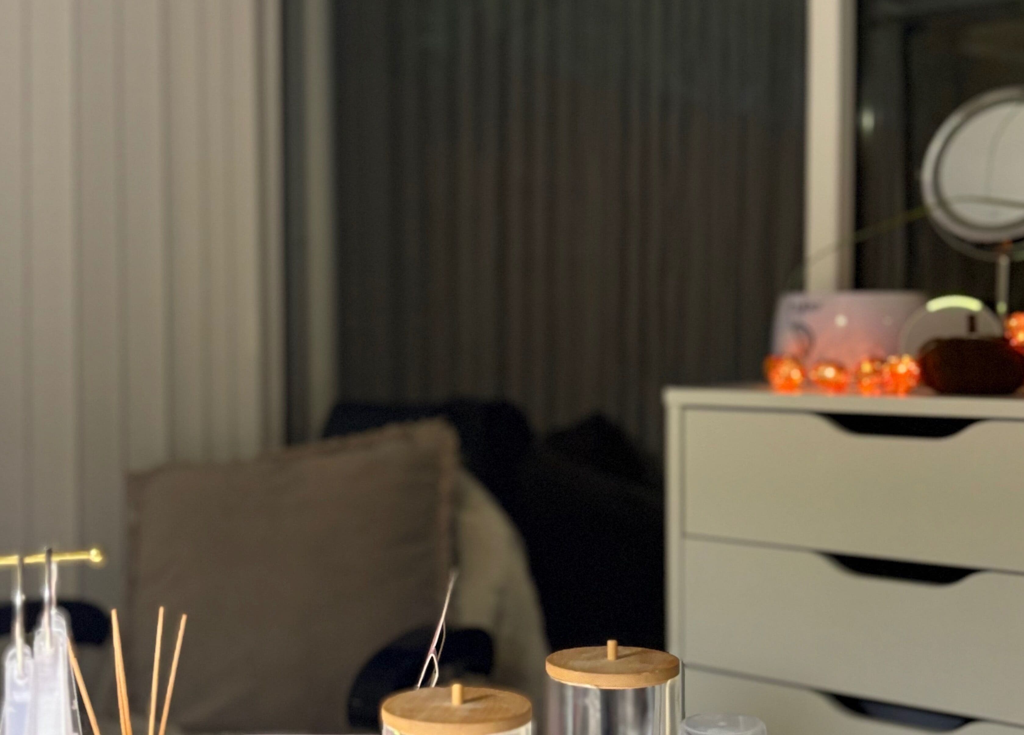 Cozy interior of Gels by Meg in Welshpool, Wales, GB featuring stylish decor and a makeup mirror.