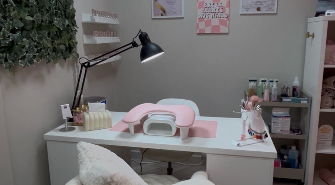Manicure station at Nails By Jenna Nicole in Stoke-on-Trent, England, GB, showcasing a modern setup with stylish decor.