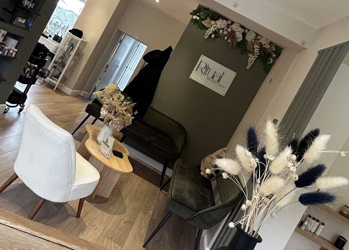 Cozy seating area at The Retreat at Ritual Ramsbottom, Ramsbottom, England, GB with elegant decor and florals.