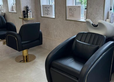 Modern styling chairs and wash station at Soléa Salon - Emma, Motherwell, Scotland, GB.