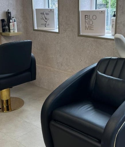 Modern styling chairs and wash station at Soléa Salon - Emma, Motherwell, Scotland, GB.