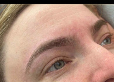 Close-up of expertly shaped eyebrow at Livray Lounge Cosmetics in Perth, Scotland, GB.