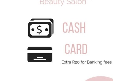 Payment options at Blink Boutique, Germiston, Gauteng including cash and card with additional banking fee.