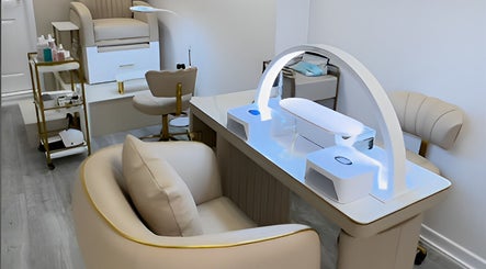 Cozy nail station at Glow Beauty Studio, Guernsey, Saint Peter Port, GG. Modern and comfortable spa chairs.