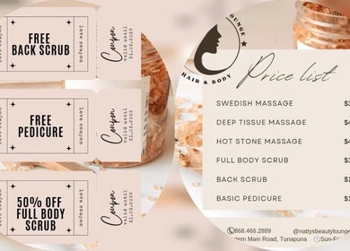 Natty's Spa & Lounge 868 in Tunapuna offers massages and scrubs with special discounts available.