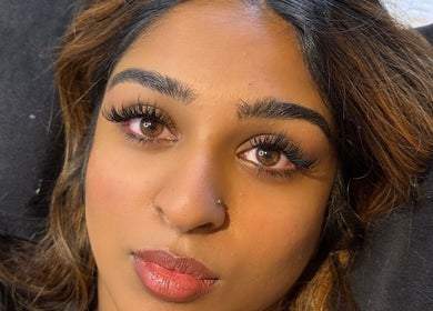 Close-up of elegant eyelash extensions at Lashed By Cherie 𐙚⋆° in Milton, Queensland, AU.