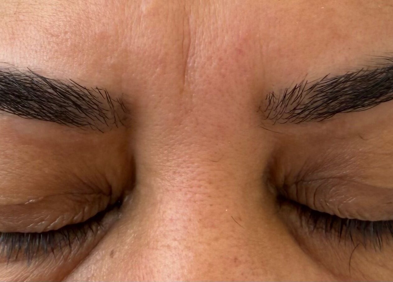 Close-up of expertly shaped eyebrows at Beauty by González, West Bridgford, England, GB.