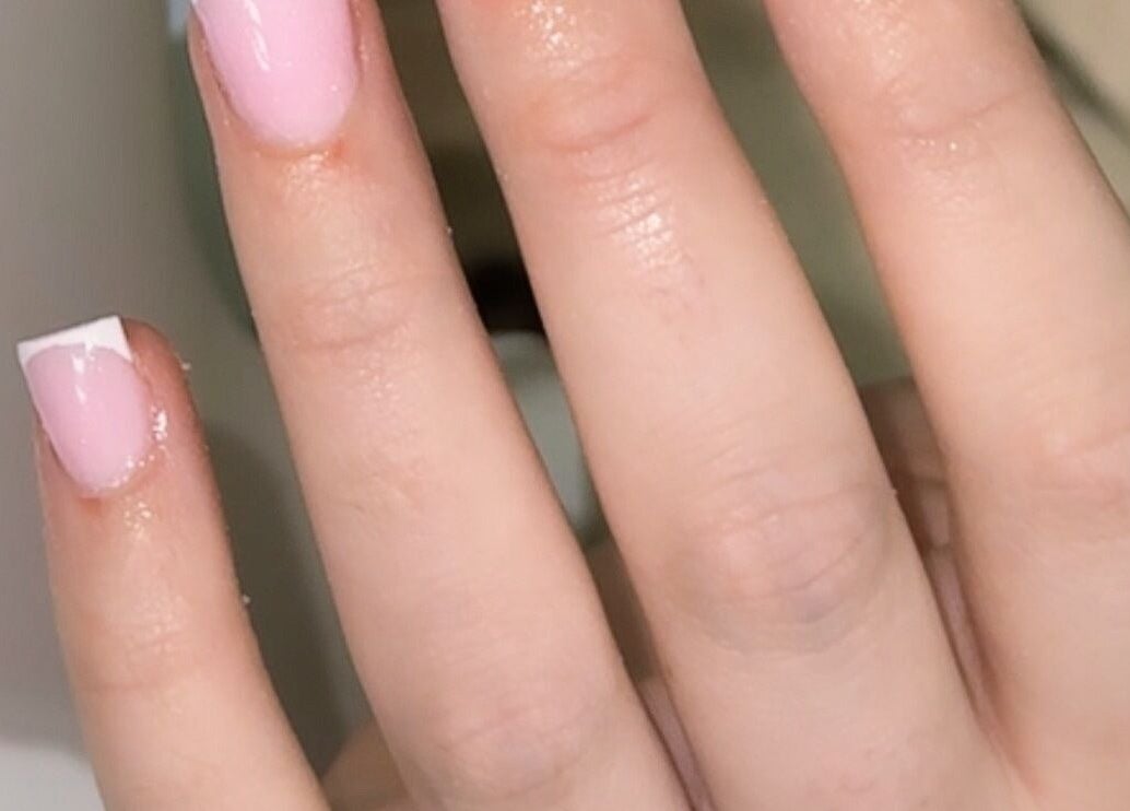 Elegant pink and white French manicure at Nails by Sienna, Pontefract, England, GB.