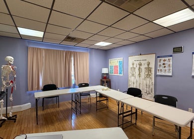 Body in Mind Massage Institute - West New York, NJ classroom setup in West New York, New Jersey, US for learning.