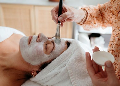 Facial treatment at Flourish Skin & Beauty in Wānaka, Otago, NZ, offering rejuvenating skincare services.