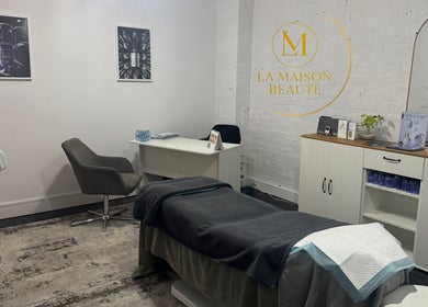 Luxury therapy room at La Maison Beauté in Melbourne, Victoria, AU with modern decor and high-end facilities.